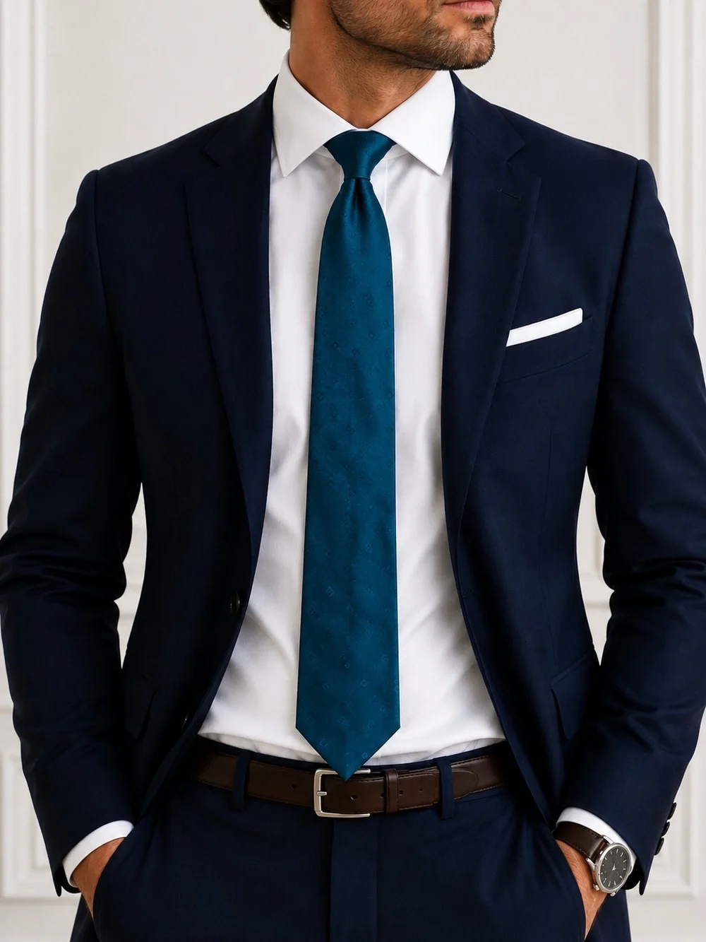 Yves Saint Laurent Teal Silk Tie